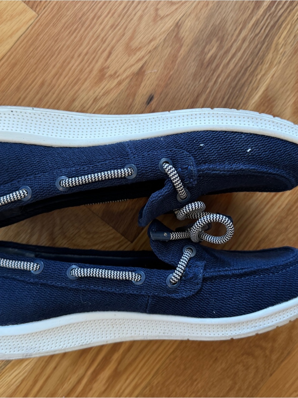 BareTraps Navy Knit Slip-On Moccasins with Contrast Rope Bow - Picture 7 of 9